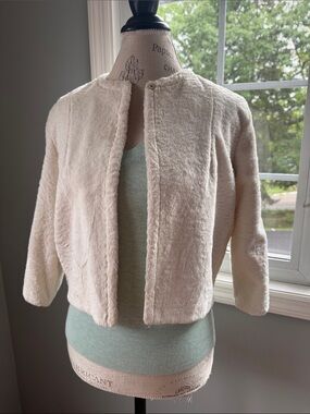 A Winter Product 1950’s faux fur shorn sheep ivory cropped jacket S/M